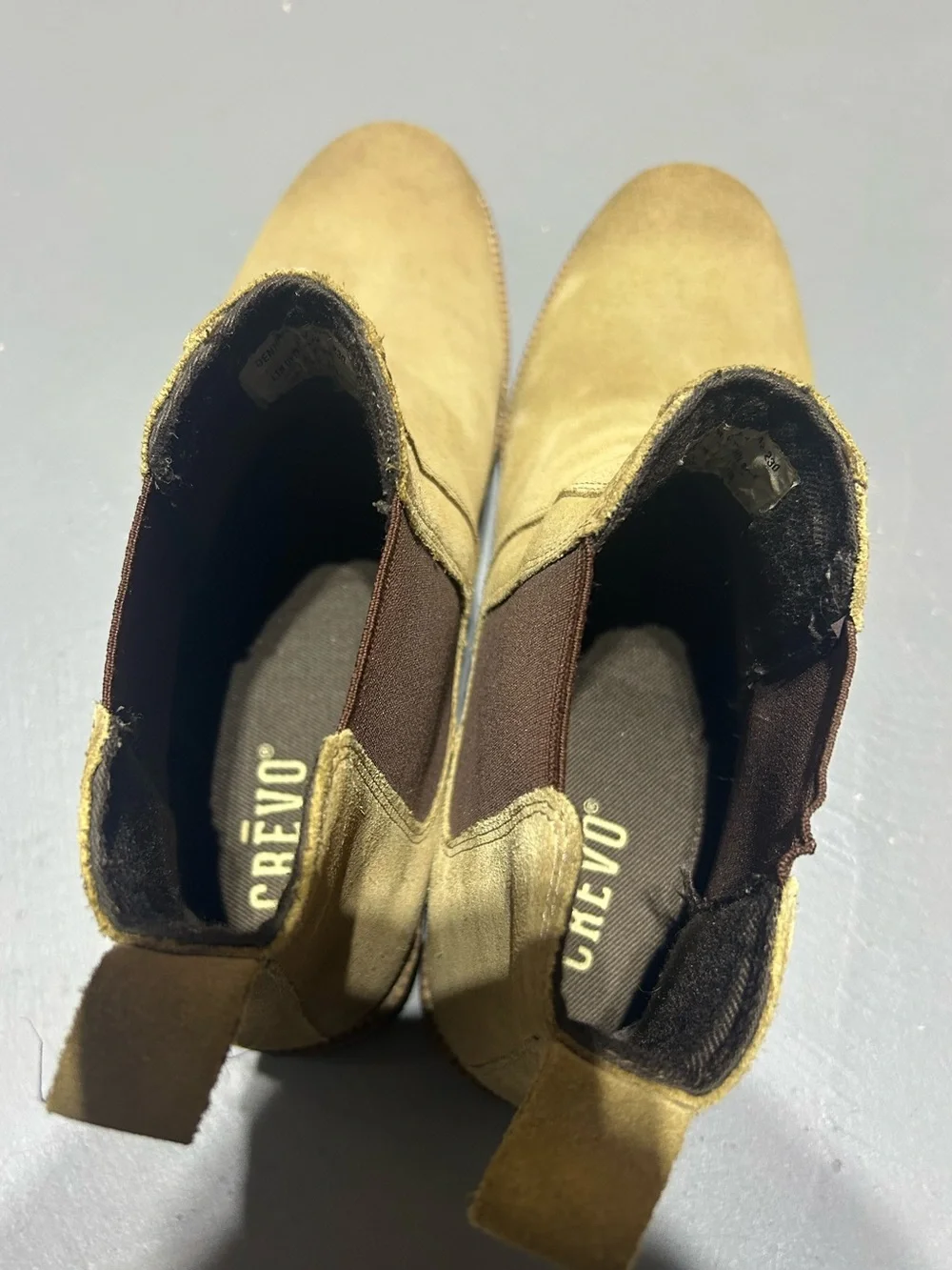 Crēvo Tan and Brown Suede Chelsea Boots (Men’s Size 10.5)
